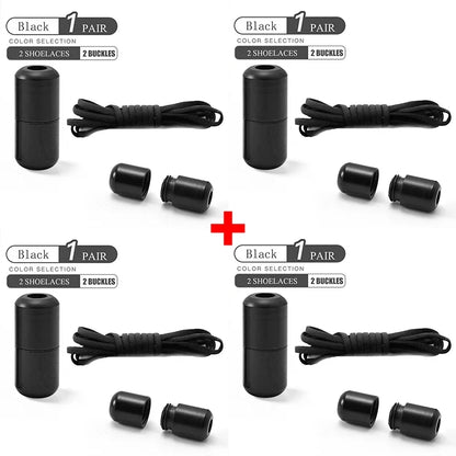Elastic No Tie Shoelaces - Quick Lock Metal Laces for Kids & Adults Sneakers, Lazy Shoe Strings