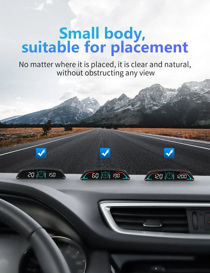 Multi OBD Meter B3 HUD – Speed, RPM, Water Temp, Fuel, Time with Overspeed, Voltage Alarm & Drive Reminder