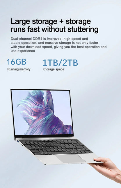 14.1" Portable Windows 11 Pro Laptop — Intel Core i9, 16GB RAM, 1TB/2TB SSD, HD Screen Gaming PC