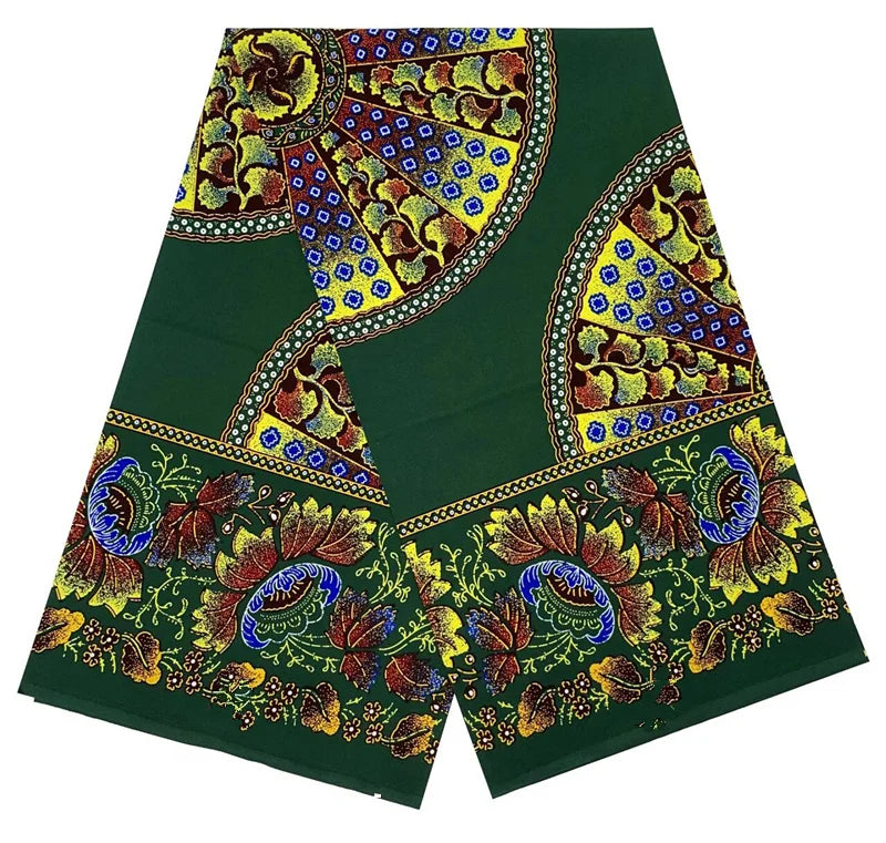 Cotton Batik Ankara Fabric - 100% African Wax Print Bronzing Golden Fabric 6 Yards for Dresses & Crafts