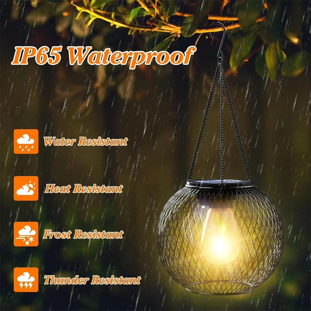 Ortiny Solar Lantern Outdoor - Upgraded Waterproof Hanging Lights for Decorative Outdoor Use