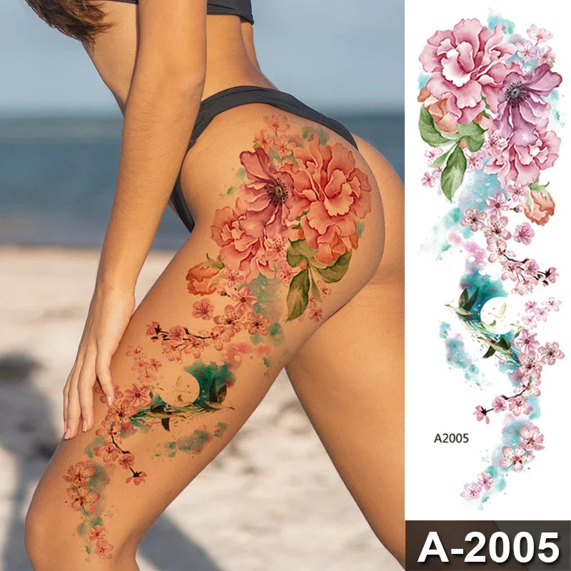 Large Temporary Leg Tattoos for Women - Sexy Animal & Anime Skull Water Transfer Body Art Stickers