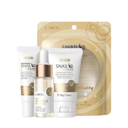 LAIKOU Vitamin C Skin Care Set - Face Cream, Serum & Eye Cream Moisturizing Anti-Wrinkle Facial Care Kit