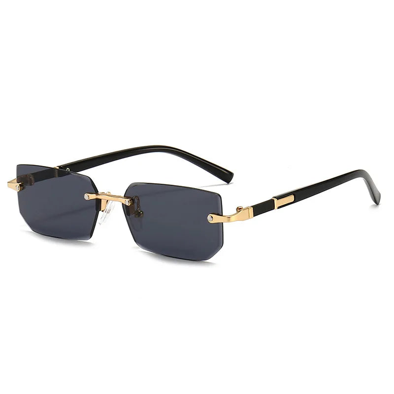 Fashion Rimless Sunglasses – Classic Small Square Frameless Shades for Men & Women, Summer Travel Eyewear
