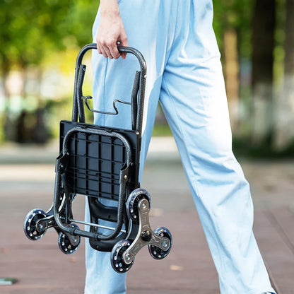 Lightweight Folding Grocery Shopping Trolley – Hand-Pull Stairs Climbing Cart for Household & Outdoor Travel