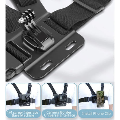 Phone Holder Chest Strap Mount – Compatible with GoPro Hero, Insta360 R/X2, DJI OSMO, GoPro, SJCAM, EKEN Action Cameras