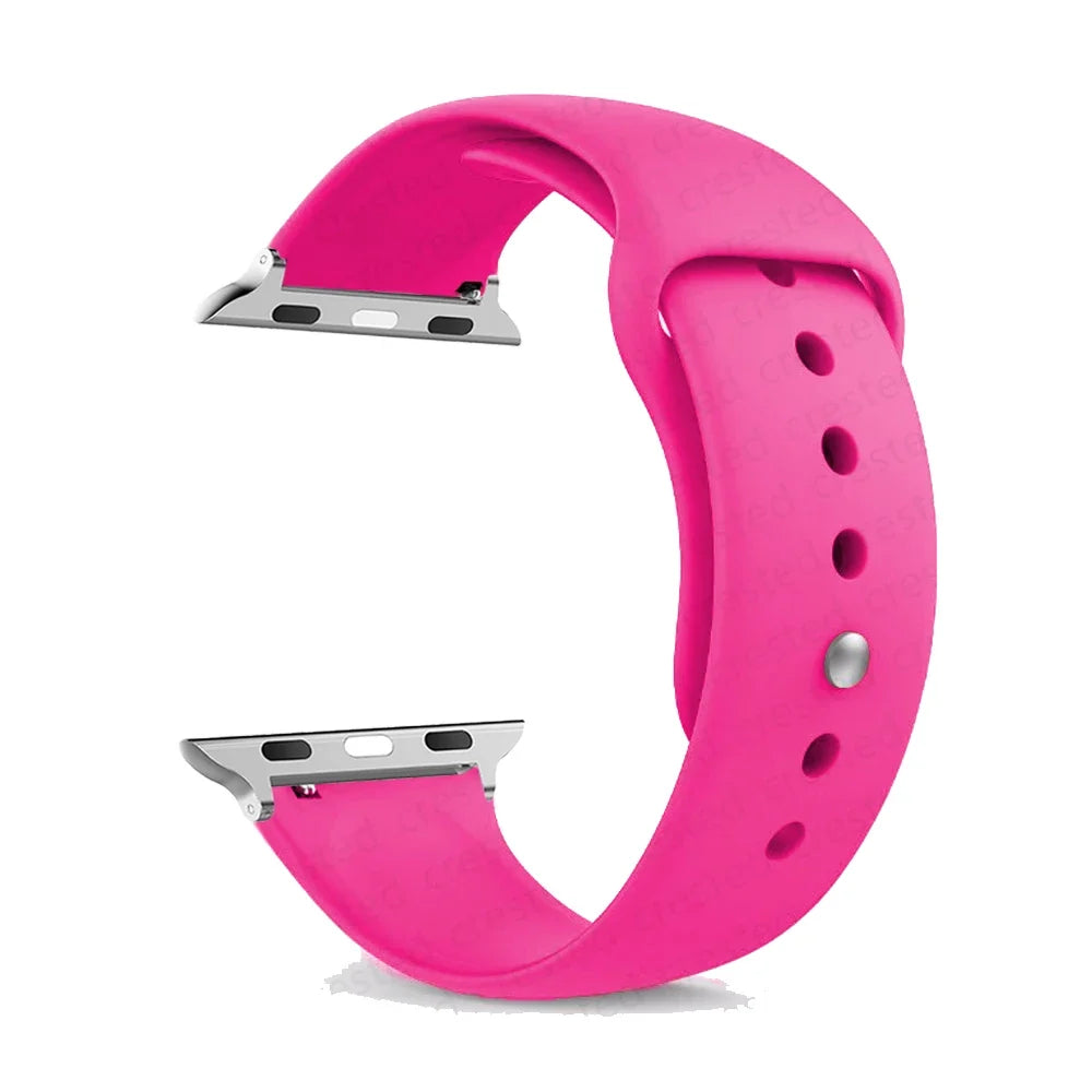 Silicone Apple Watch Band Strap - Sport Replacement Bracelet for iWatch Series Ultra 2, 9, 8, 7, 6, SE 38mm-49mm