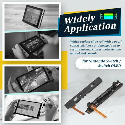 Switch JoyCon Slide Rail Repair Kit - Left & Right Replacement Rails with Sensor Flex Cable for Switch OLED Controllers