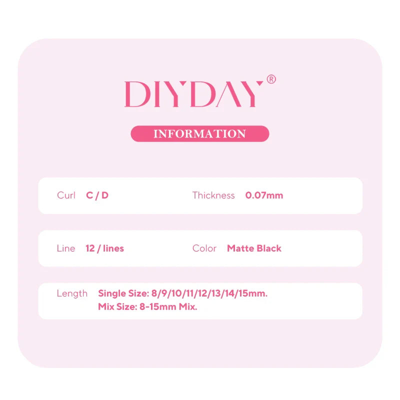 DIYDAY U-Shaped 3D Volume Eyelash Extensions — Easy-Apply Natural Wispy U YY Shape Faux Mink Lashes for Makeup