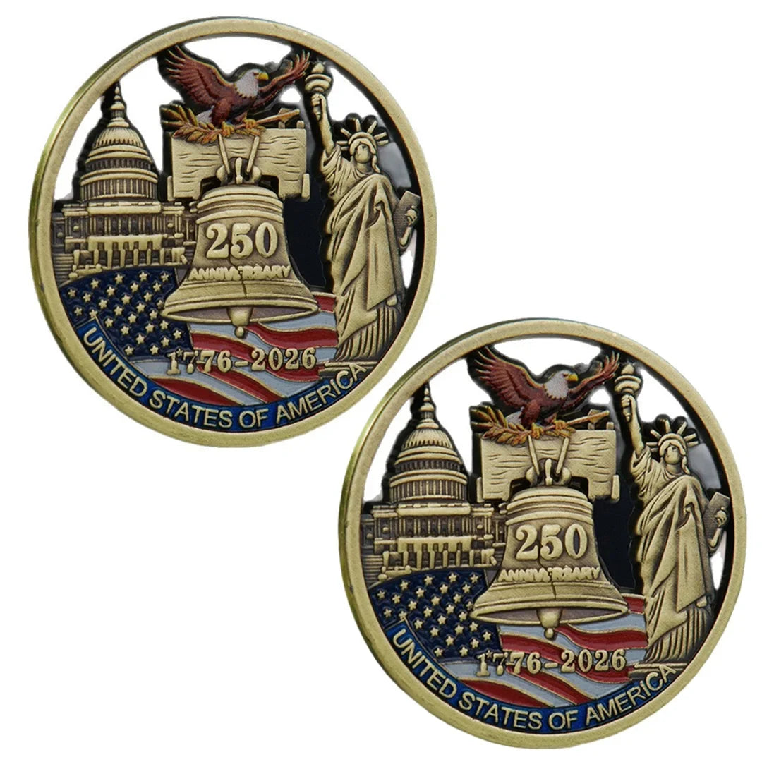 250th Anniversary America Commemorative Coin - Bronze Plated Statue of Liberty Collectible Souvenir for History Collectors