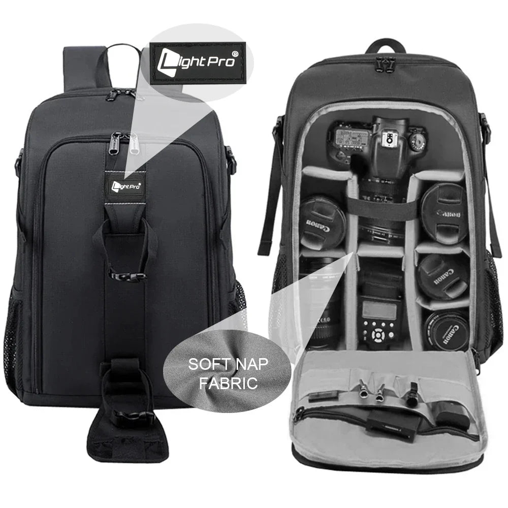 Large Waterproof Camera Backpack — DSLR & Video Tripod Bag with Rain Cover for Canon, Nikon, Sony, Pentax