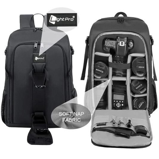 Large Waterproof Camera Backpack — DSLR & Video Tripod Bag with Rain Cover for Canon, Nikon, Sony, Pentax