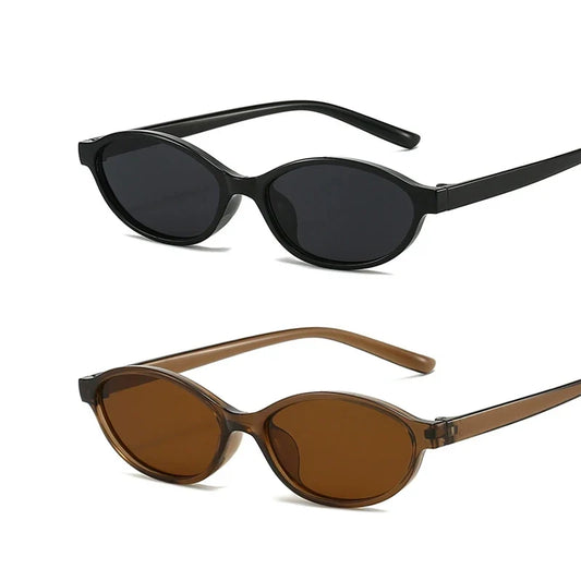 Retro Oval Frame Sunglasses - Trendy Small Cat Eye Punk Style UV Protection Shades