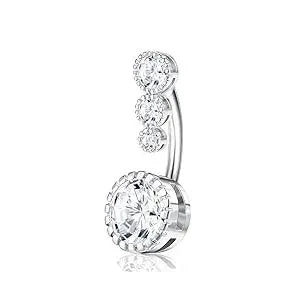 Drperfect 316L Stainless Steel Belly Button Ring – Surgical Steel Navel Piercing Jewelry for Women