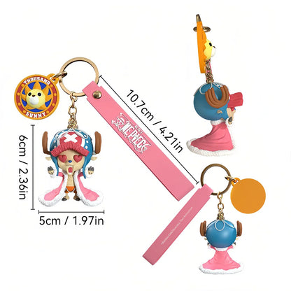 One Piece Anime Keychain Figures - Luffy Chopper Cartoon Bag Ornaments Kids Birthday and Holiday Gifts