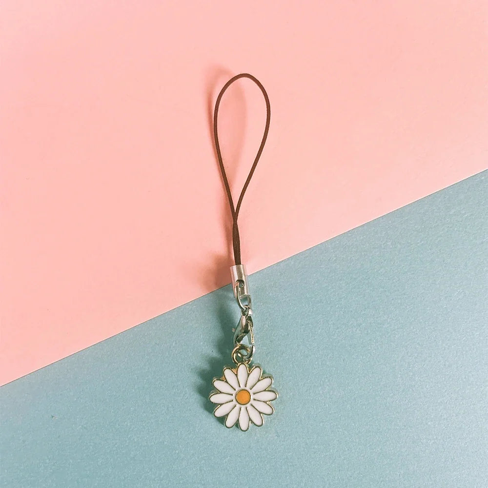 Enamel Flower Phone Lanyard - Floral Keychain Strap Bag Pendant Accessory Gift for Girls