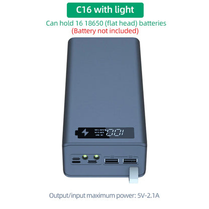 C16 18650 Battery Case | USB Welding-Free Power Bank DIY Shell | Detachable Portable QC 3.0 PD Housing