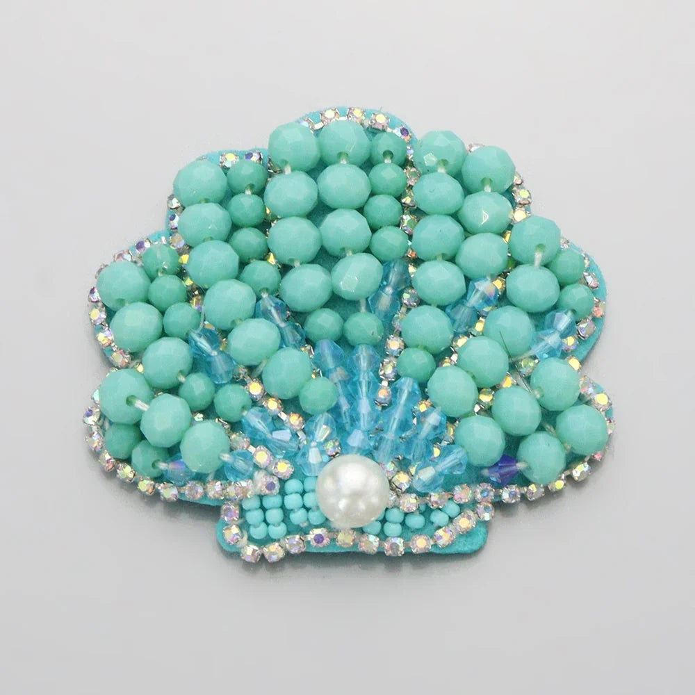 3D Handmade Ocean Animal Patches - Beaded Seahorse Crab Starfish DIY Sewing Accessories & Craft Ornaments