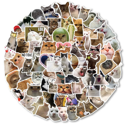 Funny Cat Meme Stickers - Cute Kawaii Animal Decals for Laptop, Notebook, Luggage, Skateboard and Scrapbook DIY