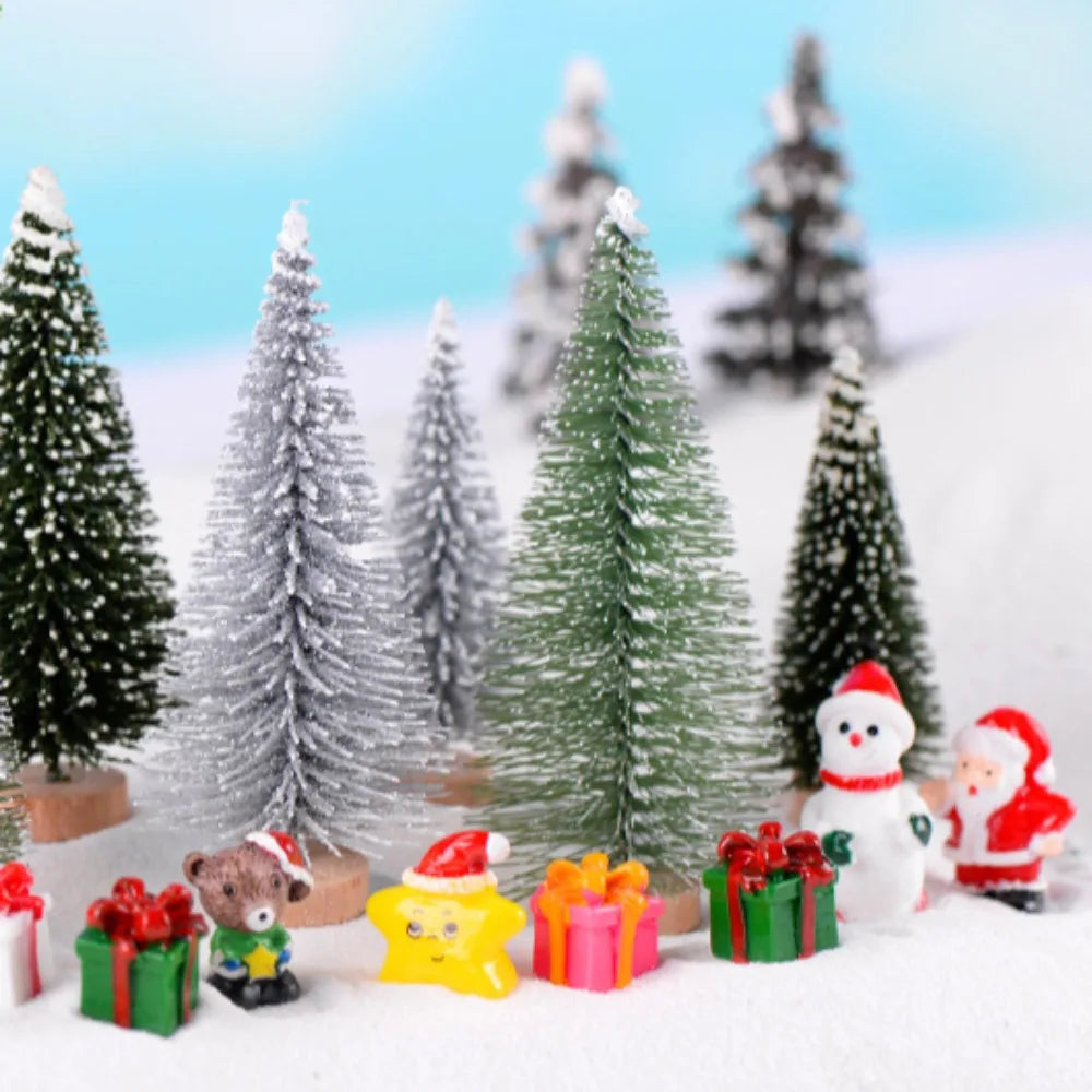 Mini Artificial Christmas Tree Figurine — Sisal, Silk & Cedar Pine for Fairy Garden, Micro Landscape & New Year Decor