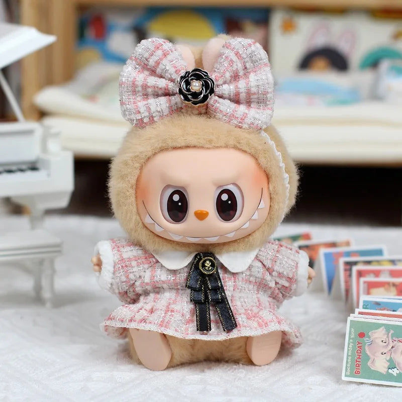 17cm Labubu Doll Monster Outfit & Accessories, DIY Sweet Princess Dress Cloak for Kids, High-Quality ED12B