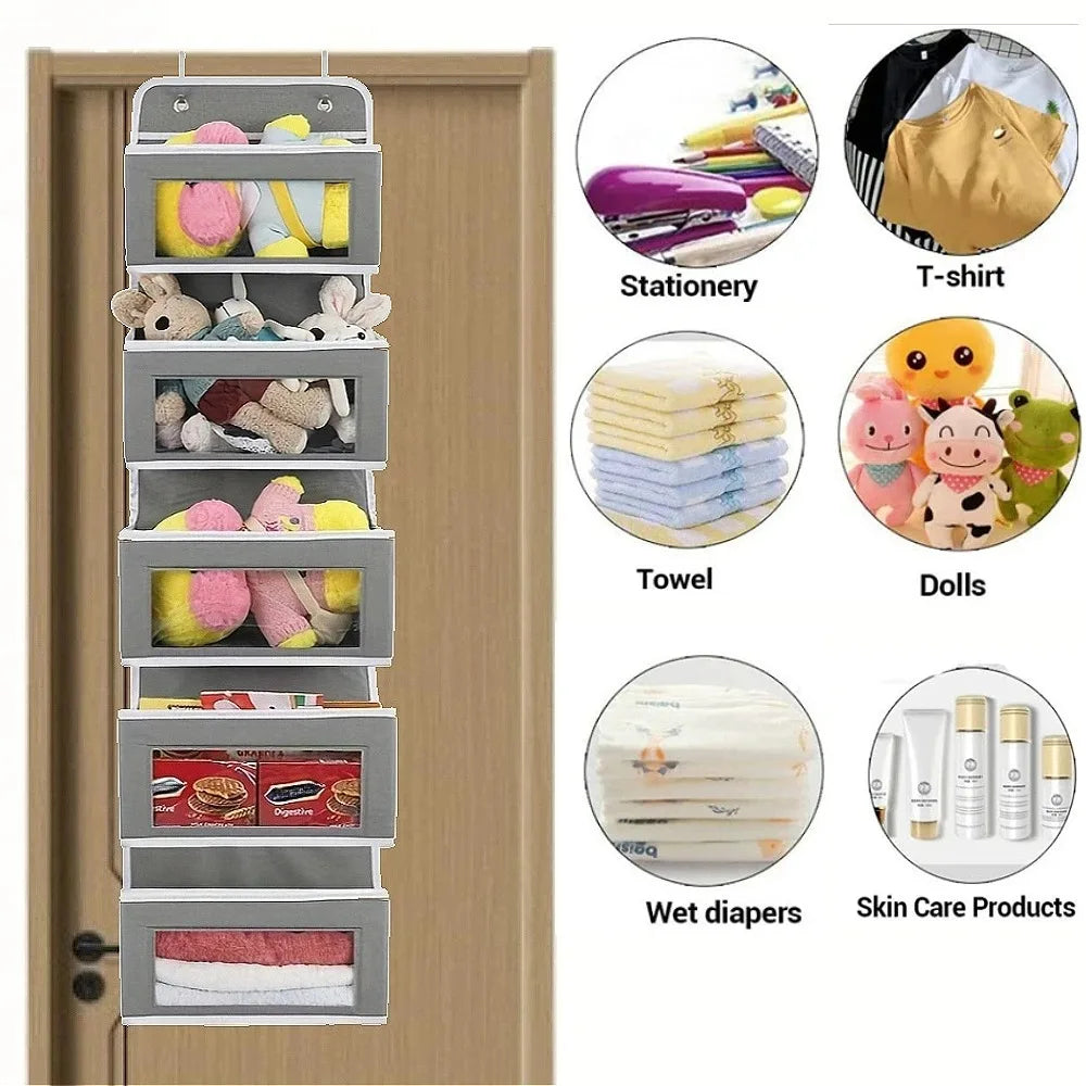 5-Shelf Hanging Door Organizer - Anti-Tilt Large Capacity Storage Pockets for Bedroom & Bathroom