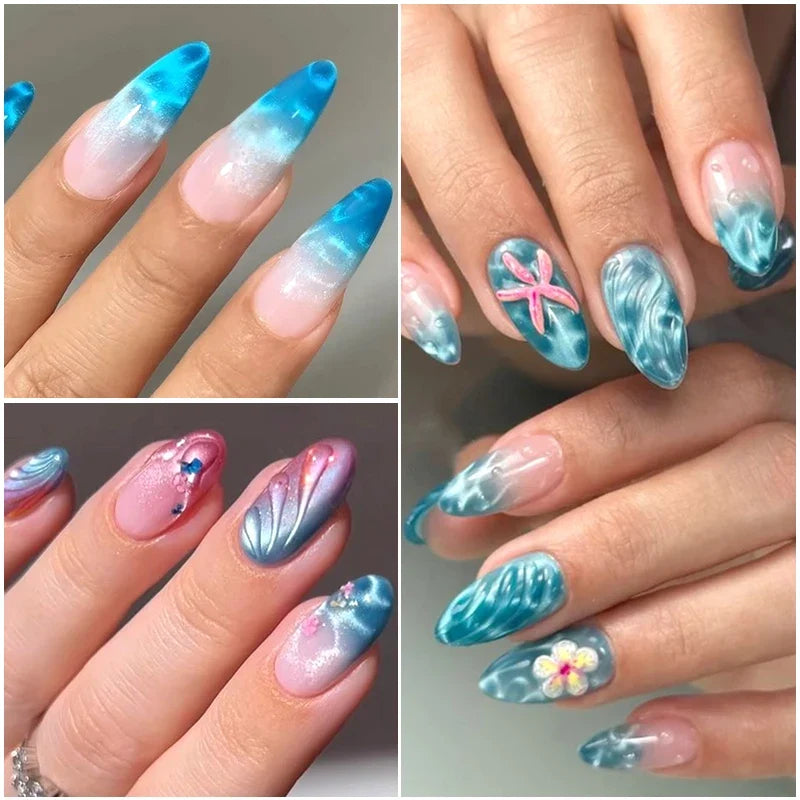 Ocean Wave Cat Eye Nail Magnetic Beads - Shiny Flower Marble Water Ripple Effect DIY Manicure Tools 10/20PCS