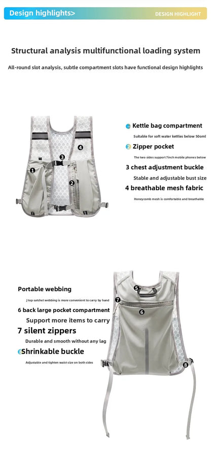 Lightweight Reflective Running & Biking Vest | Hydration Chest Pack with Phone Storage Pocket
