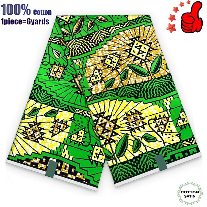 African Real Wax Print Fabric - 100% Cotton Ghana Nigeria Style Ankara Batik Sewing Material