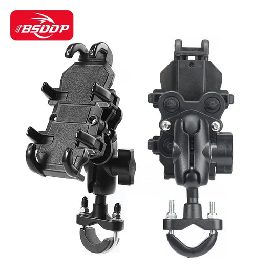 Secure Ride Companion: Motorcycle Electric Bike Mobile Phone Holder - Aluminum Handlebar Bracket with Shock Absorber, GPS Mount