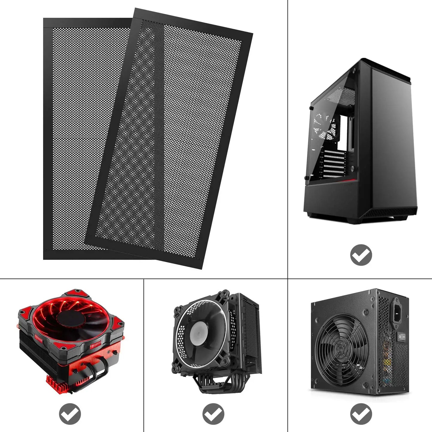 12x12cm/12x24cm Magnetic Frame PC Fan Dust Filter - Dustproof PVC Cover for Computer Cooler Fan, Mesh Dust Filter
