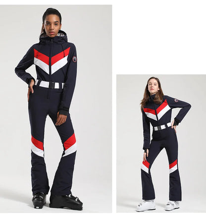 Gsou Women’s Winter Snow Jumpsuit – One-Piece Ski Suit, Thermal Waterproof & Windproof Outdoor Sportswear for Snowboarding