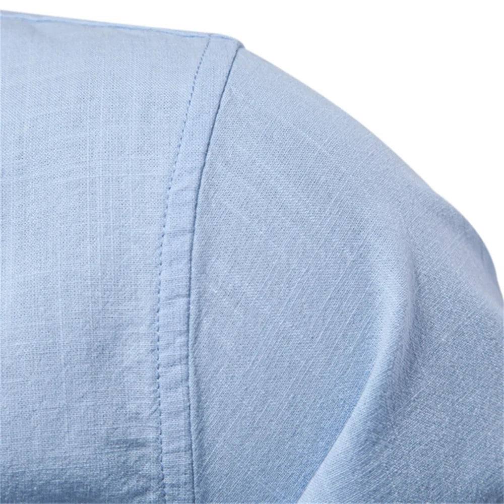 AIOPESON Men's 100% Cotton Shirt - Solid Color Long Sleeve Casual Shirt for Spring