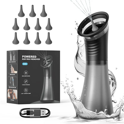 Electric Ear Wax Removal System – Water Powered Ear Cleaner with Irrigation Flusher, 3 Pressure Settings for Safe & Effective Ear Care Tool