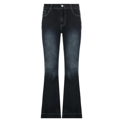 Y2K Low Waist Flare Jeans - Vintage Distressed Streetwear Cargo Pants
