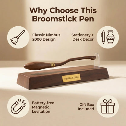 Nimbus 2000 Floating Broom Pen - Magnetic Levitating Ballpoint Pen, Desk Toy & Gift