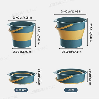 SEAMETAL Foldable Car Wash Bucket - 5L/10L Portable Thickened Plastic Water Bucket for Camping, Fishing & Outdoor Use