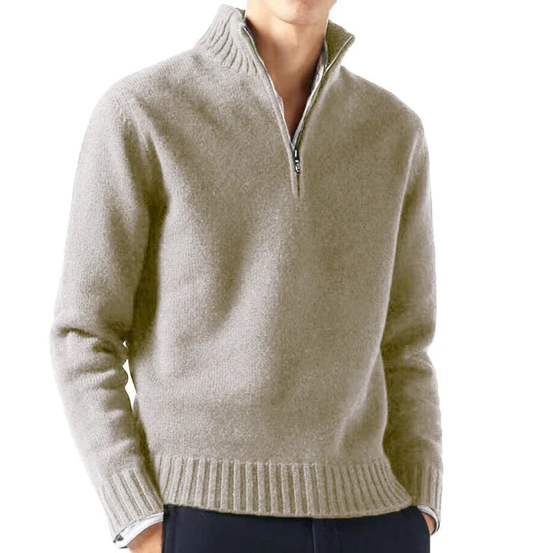 Men's Autumn Turtleneck Sweater - Solid Color Long Sleeve Knit Pullover Casual Warm Daily Coat