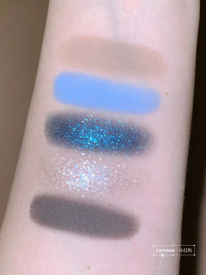 Flower Knows Moonlight Mermaid Eyeshadow Palette – 5-Color Matte, Shimmer & Glitter Waterproof Eye Shadow