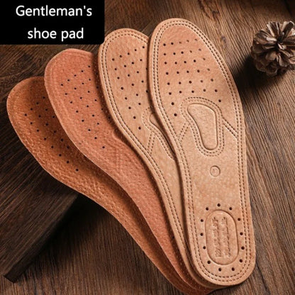 Leather Shoe Insoles - Breathable Cowhide Footbed Inserts for Men & Women Sports Shoes