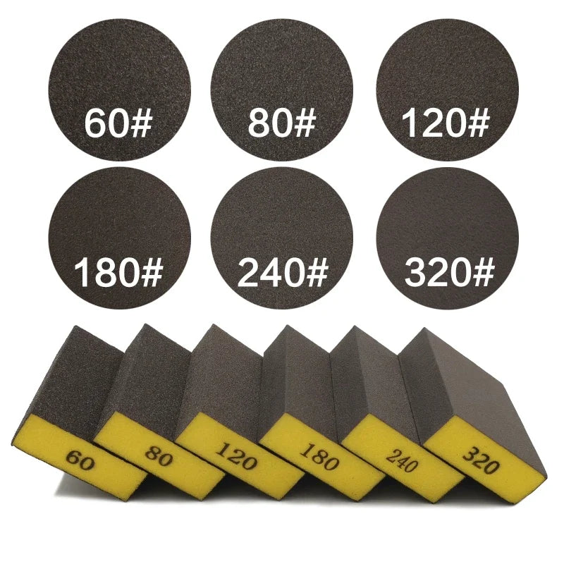 6Pcs Sanding Sponge Block Set - 60-320 Grit Coarse to Fine Sander Pads for Wood, Drywall & Metal