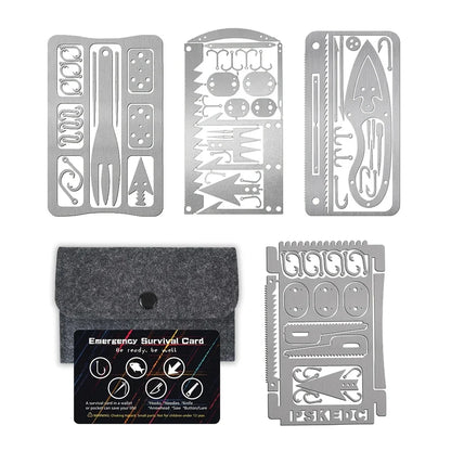1/4PCS PSKOOK Survival Fishing Hook Card - Stainless Steel Multifunction Tool Card for Camping, Fishing & Outdoor Adventures