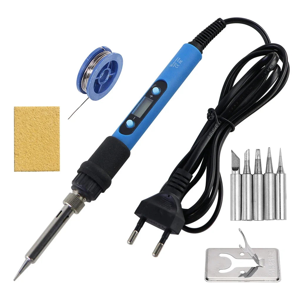 60W/80W Digital Soldering Iron - LCD Adjustable Temperature Welding Repair Tool with Solder Tips