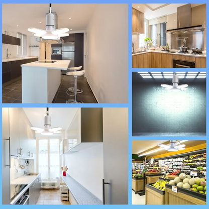 E27 Foldable LED Fan Bulb - 40 LED 110V/220V High Brightness Ceiling Light for Home Garage Warehouse