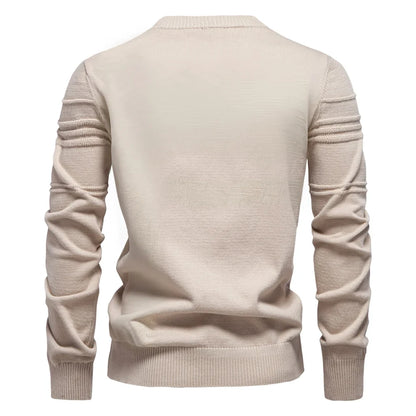 AIOPESON Men's Crewneck Sweater - Striped Cotton Knit Pullover Autumn Winter Warm Casual Top