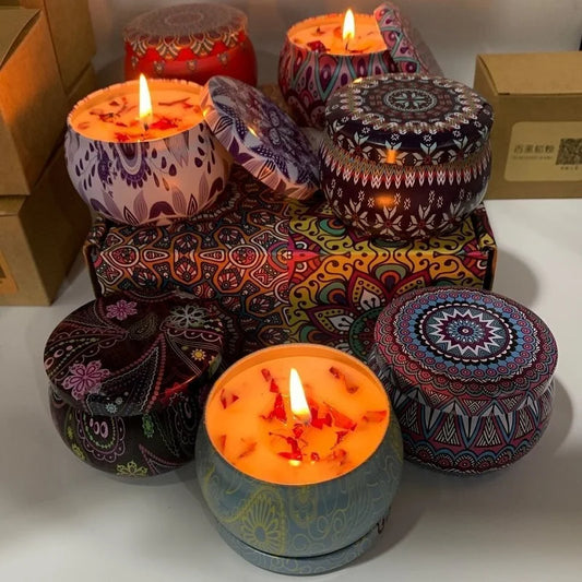 Vintage Soy Wax Candle Jar – Floral Scented Decorative Home Candle for Wedding, Birthday & Gift Use | Aromatherapy Relaxation Decor