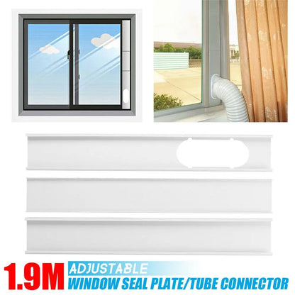 1/2PCS Adjustable Portable AC Window Kit – Slide Plate & Exhaust Hose Connector with Wind Shield Adapter