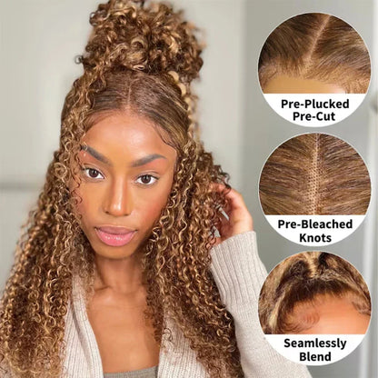 Highlight Invisi-Strap HD 360 Lace Front Wig – 250 Density Deep Curly Pre-Plucked Human Hair Full Lace Wig