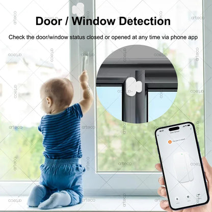 Zigbee Door Window Sensor - Smart Open/Close Detector for Home Security Alarm with Alexa & Home Assistant Support