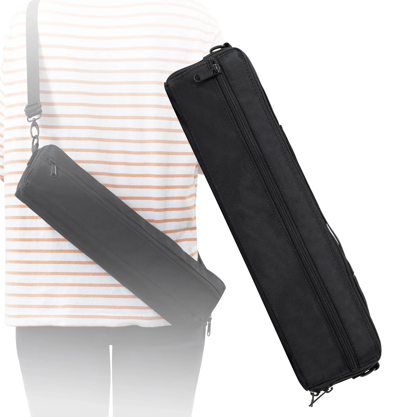 Portable Flute Bag Case - Lightweight Leather Backpack & Zipper Carrying Satchel for 16/17 Hole Flutes
